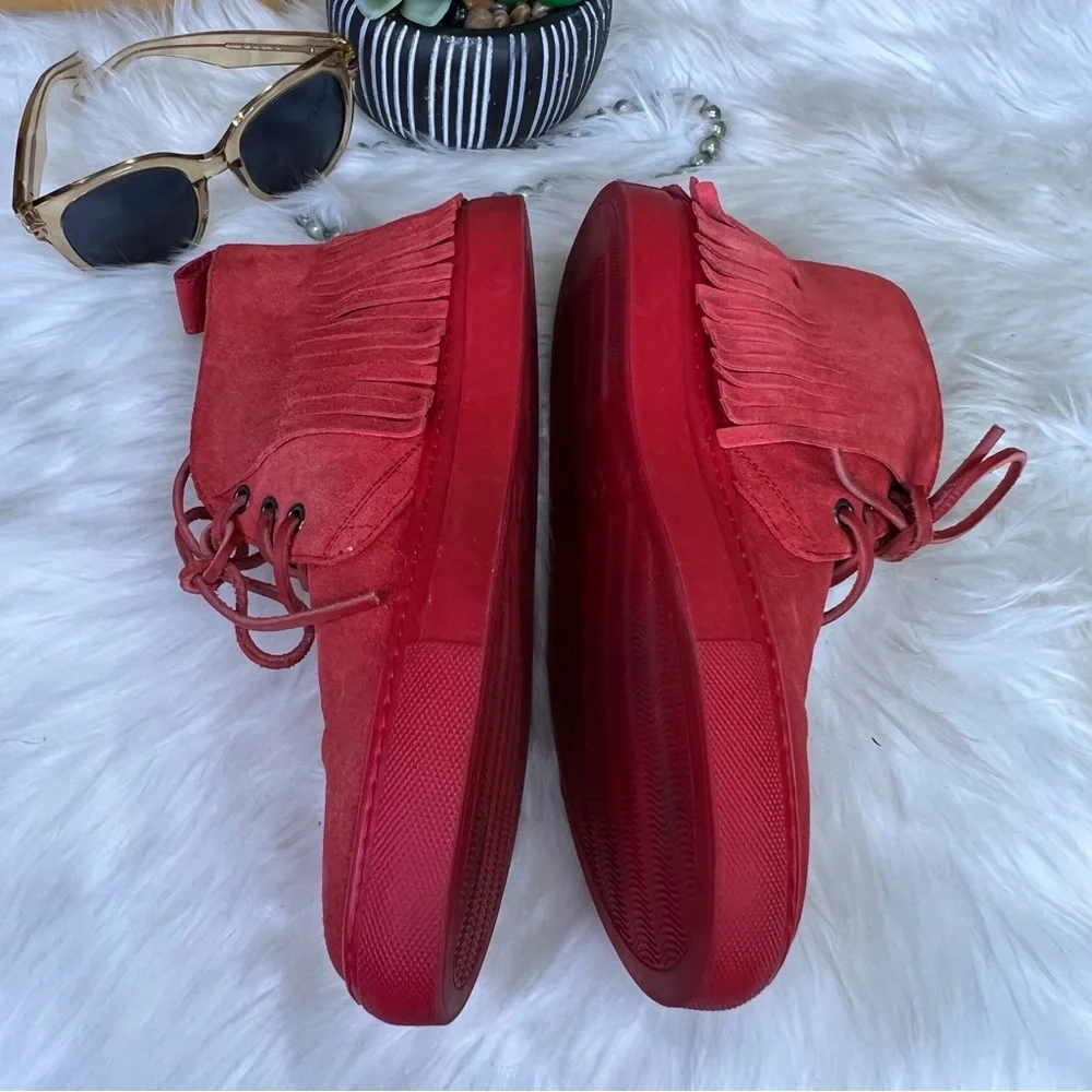 DEL TORO Men's Italian Vibrant Red Chukka Boots/Sneakers with Suede Finish, 7